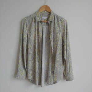 Equipment Femme grey yellow snakeskin button down shirt blouse top XS